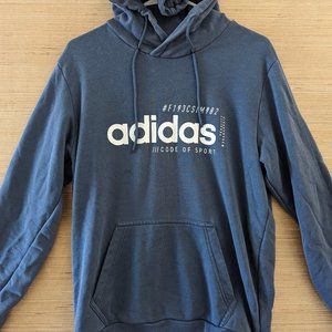 Adidas Mens Code of Sport Fleece Pullover Hoodie Cotton Medium Blue